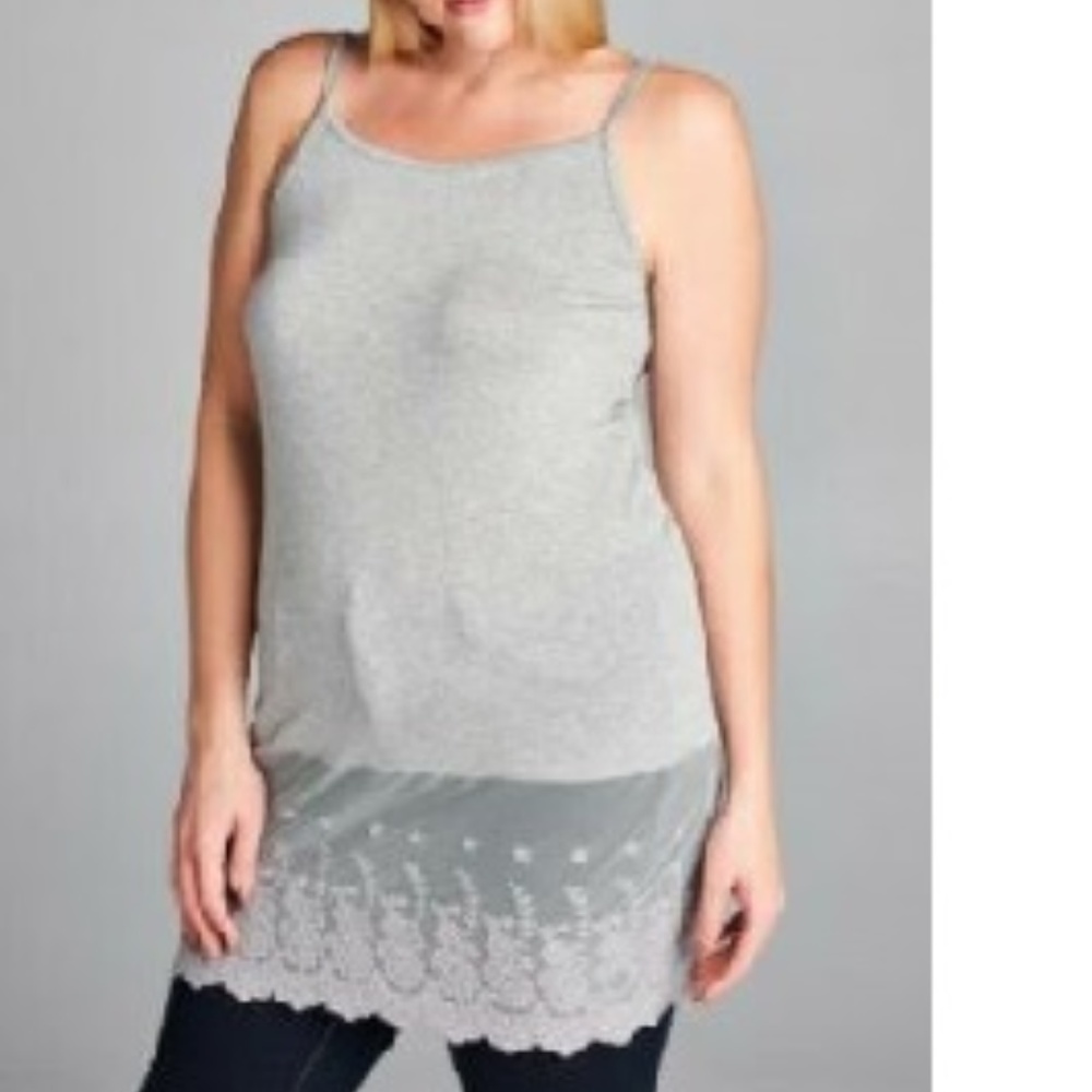 Plus Size Camisole Hem Extender Gray 1XL